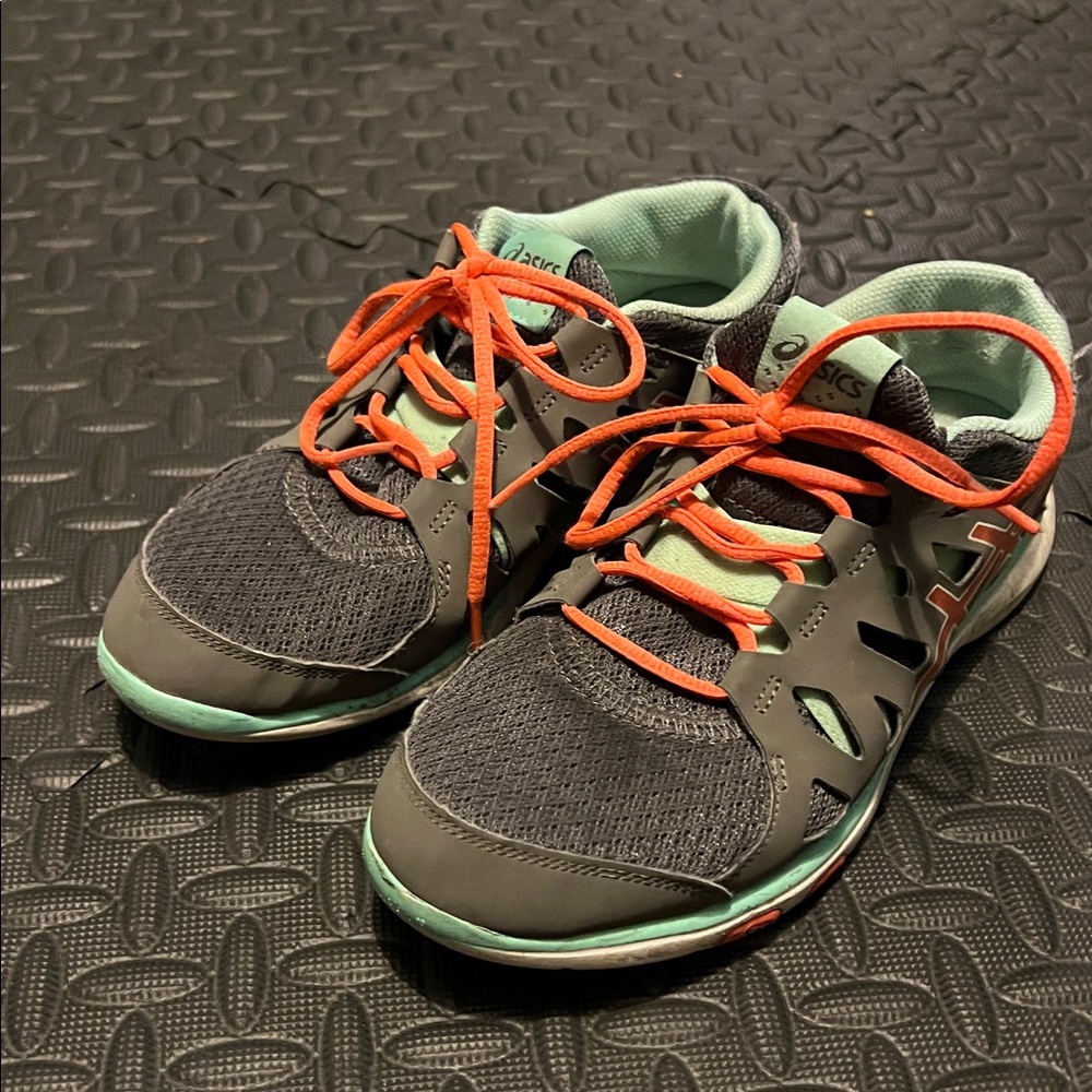 ASICS Womens Gel Fit Tempo S464N Gray Orange Running Shoes Size 8